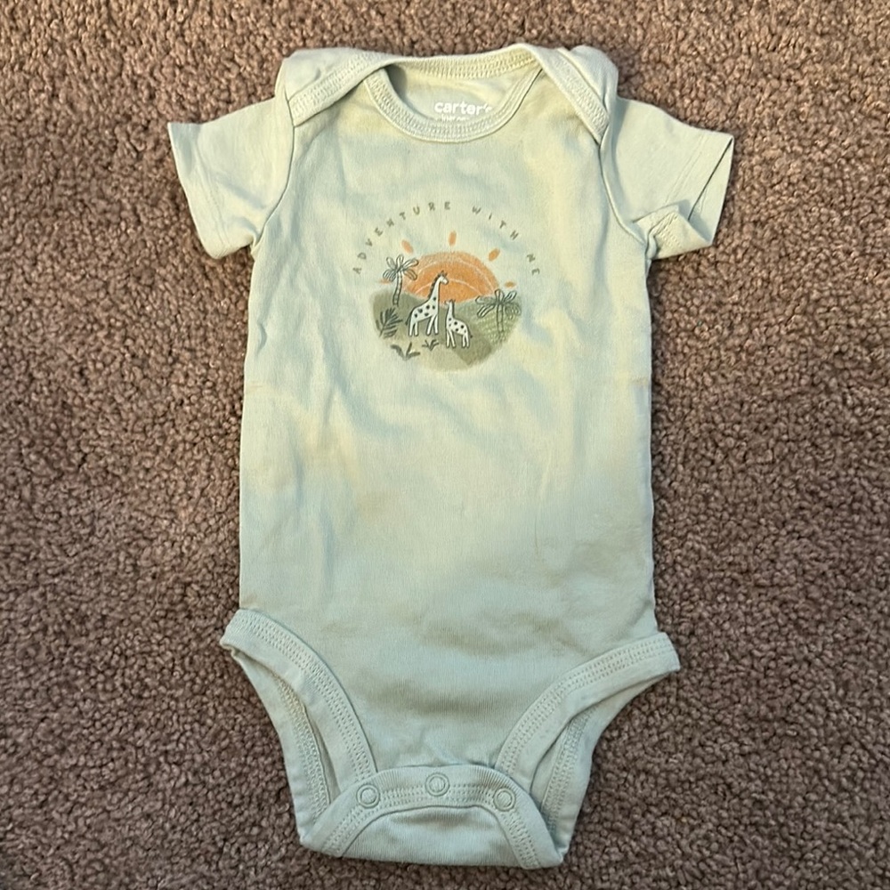 Carter's Green Raccoon Bodysuit Short Sleeve